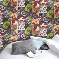 GoodHome Heimia Multicolour Avengers Smooth Wallpaper -Goodhome goodhome heimia multicolour avengers smooth wallpaper5011583357868 30i