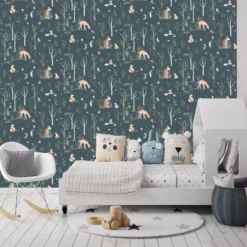 GoodHome Iris Grey Forest Animals Textured Wallpaper -Goodhome goodhome iris grey forest animals textured wallpaper5059340409443 01i