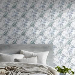 GoodHome Jarava Blue Leaves Textured Wallpaper -Goodhome goodhome jarava blue leaves textured wallpaper3663602561460 01i bq