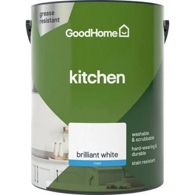 GoodHome Kitchen Brilliant White Matt Emulsion Paint, 5L 4 GoodHome Kitchen Brilliant White Matt Emulsion Paint, 5L - Image 2