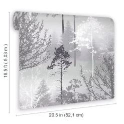 GoodHome Kitley Black & Grey Trees Metallic Effect Smooth Wallpaper -Goodhome goodhome kitley black grey trees metallic effect smooth wallpaper5059340410319 02t