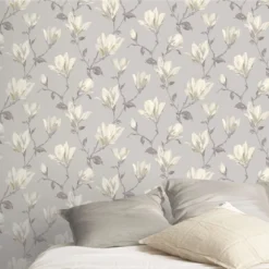 GoodHome Leuzea Grey Floral Smooth Wallpaper 9 GoodHome Leuzea Grey Floral Smooth Wallpaper -Goodhome goodhome leuzea grey floral smooth wallpaper3663602561255 01i bq