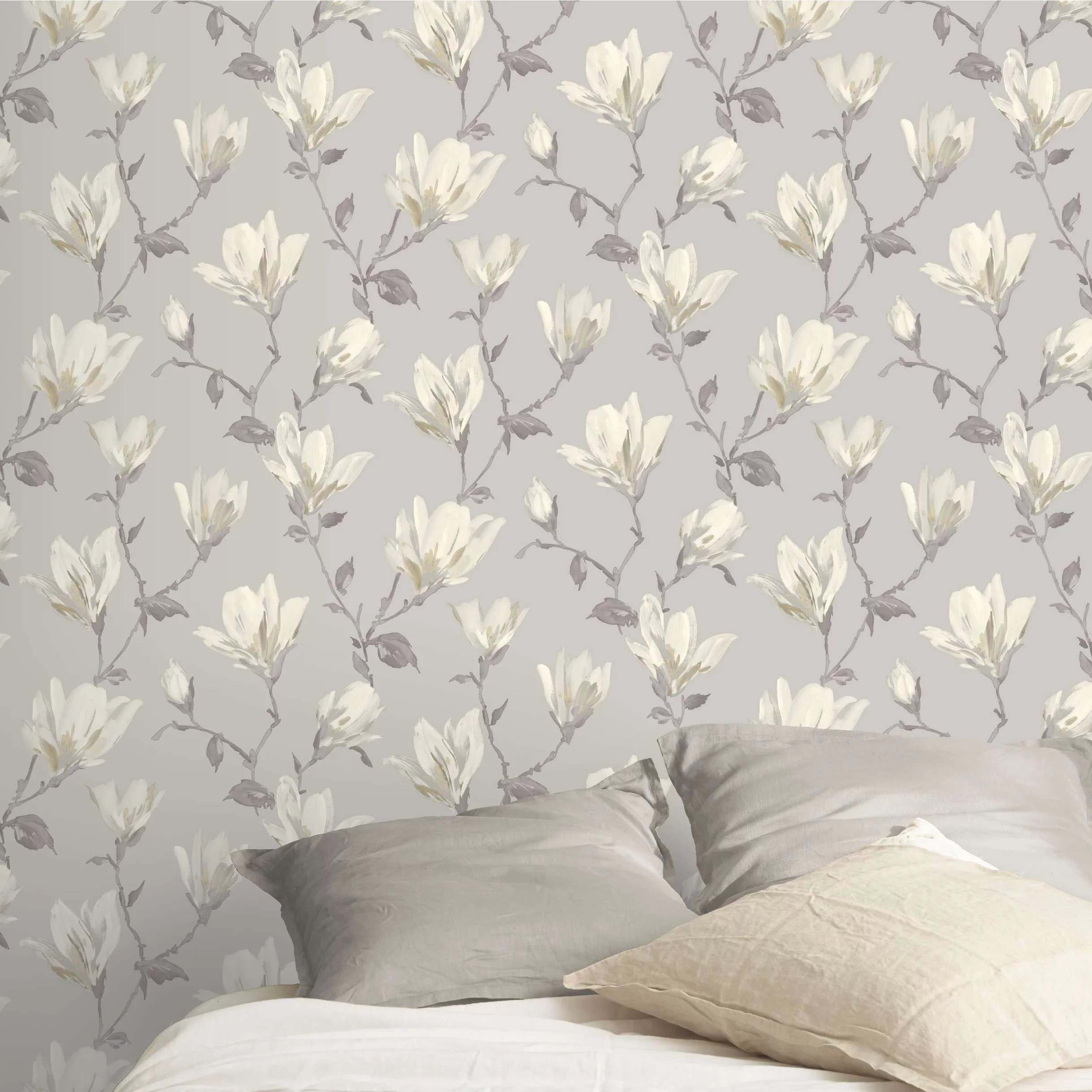 GoodHome Leuzea Grey Floral Smooth Wallpaper 6 GoodHome Leuzea Grey Floral Smooth Wallpaper - Image 4