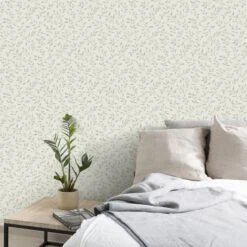 GoodHome Linton Sage Green Leaf Trail Woven Effect Textured Wallpaper -Goodhome goodhome linton sage green leaf trail woven effect textured wallpaper5059340410180 01i