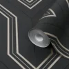 GoodHome Lisle Charcoal Geometric Metallic Effect Textured Wallpaper 1 GoodHome Lisle Charcoal Geometric Metallic Effect Textured Wallpaper -Goodhome goodhome lisle charcoal geometric metallic effect textured wallpaper5059340410432 01c