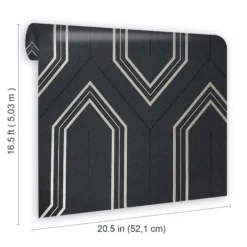 GoodHome Lisle Charcoal Geometric Metallic Effect Textured Wallpaper -Goodhome goodhome lisle charcoal geometric metallic effect textured wallpaper5059340410432 02t