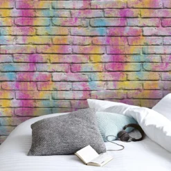 GoodHome Lokta Multicolour Brick Effect Textured Wallpaper -Goodhome goodhome lokta multicolour brick effect textured wallpaper3663602560395 03i