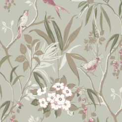 GoodHome Maristow Sage Floral Metallic Effect Textured Wallpaper -Goodhome goodhome maristow sage floral metallic effect textured wallpaper5059340410722 37c