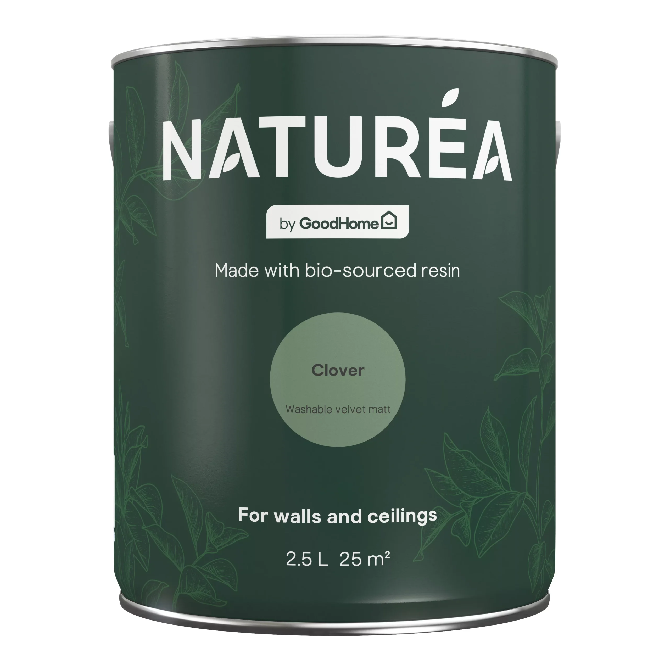 GoodHome Naturéa Clover Velvet Matt Emulsion Paint, 2.5L 4 GoodHome Naturéa Clover Velvet Matt Emulsion Paint, 2.5L - Image 2