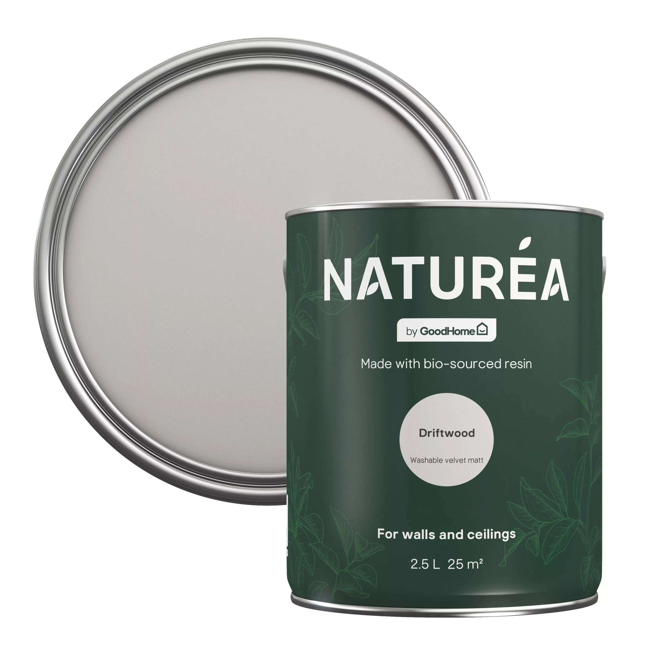 GoodHome Naturéa Driftwood Velvet Matt Emulsion Paint, 2.5L 3 GoodHome Naturéa Driftwood Velvet Matt Emulsion Paint, 2.5L
