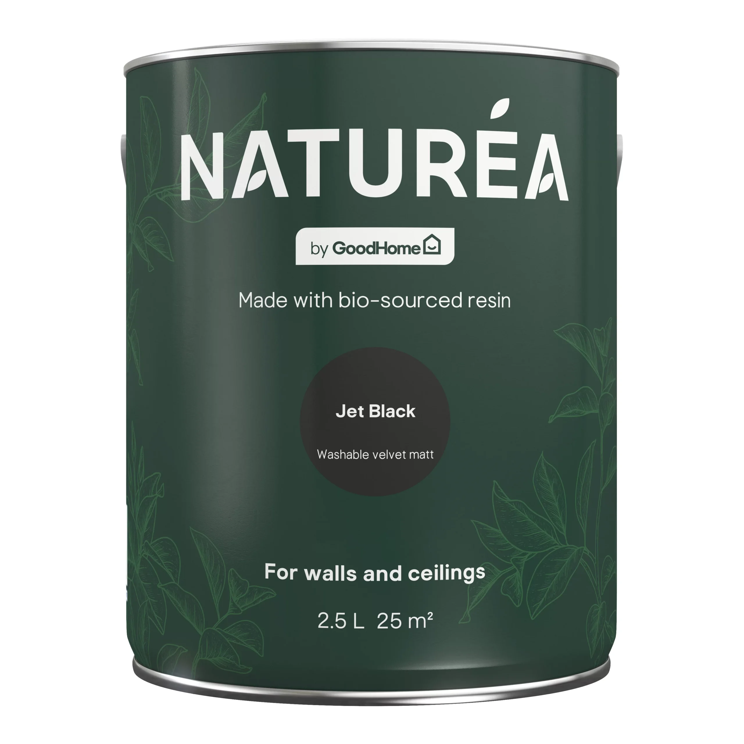GoodHome Naturéa Jet Black Velvet Matt Emulsion Paint, 2.5L 4 GoodHome Naturéa Jet Black Velvet Matt Emulsion Paint, 2.5L - Image 2