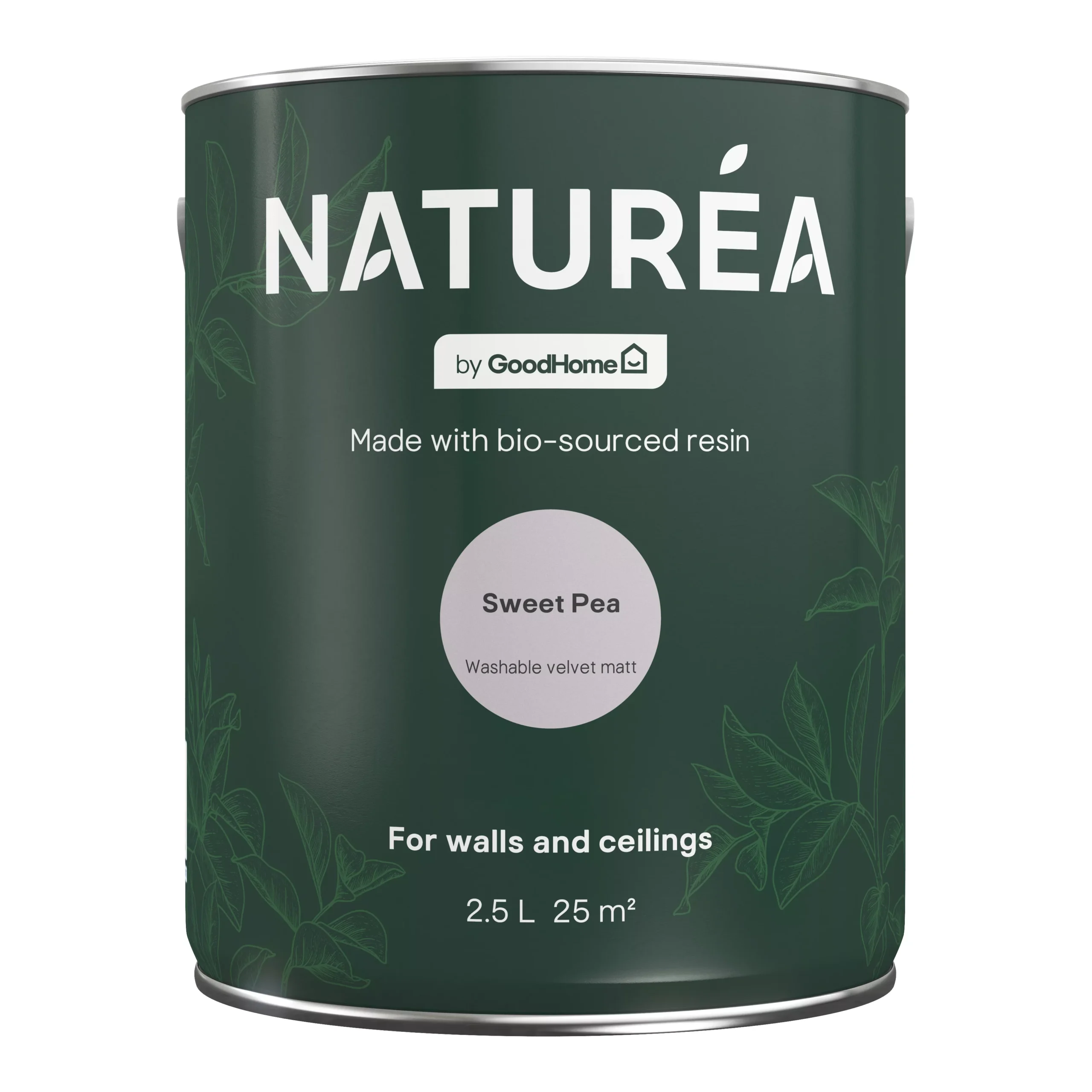 GoodHome Naturéa Sweet Pea Velvet Matt Emulsion Paint, 2.5L 4 GoodHome Naturéa Sweet Pea Velvet Matt Emulsion Paint, 2.5L - Image 2