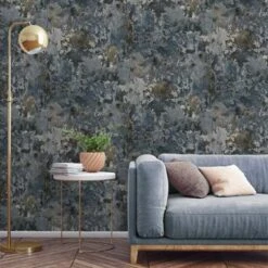 GoodHome Nivosa Navy Concrete Effect Textured Wallpaper -Goodhome goodhome nivosa navy concrete effect textured wallpaper5059340409863 01i