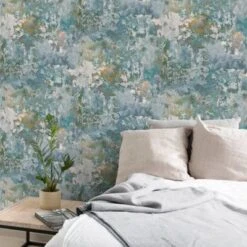 GoodHome Nivosa Teal Coloured Concrete Plaster Effect Embossed Wallpaper -Goodhome goodhome nivosa teal coloured concrete plaster effect embossed wallpaper3663602485735 01i