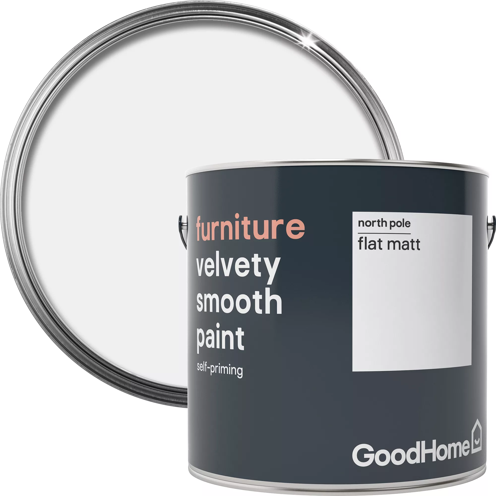 GoodHome North Pole (Brilliant White) Flat Matt Furniture Paint, 2L 3 GoodHome North Pole (Brilliant White) Flat Matt Furniture Paint, 2L