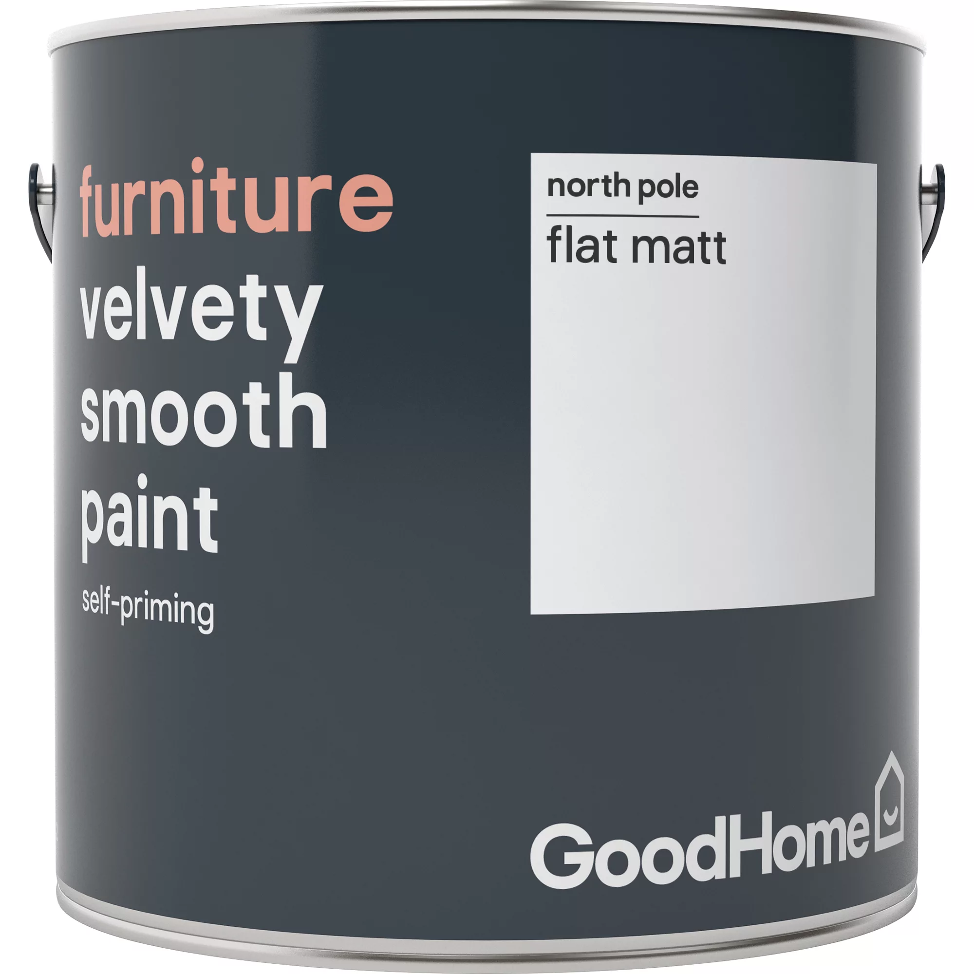 GoodHome North Pole (Brilliant White) Flat Matt Furniture Paint, 2L 4 GoodHome North Pole (Brilliant White) Flat Matt Furniture Paint, 2L - Image 2