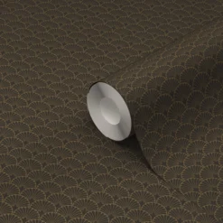 GoodHome Nosea Black Art Deco Fabric Effect Textured Wallpaper