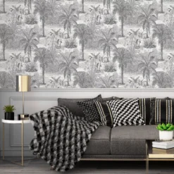 GoodHome Onyk Grey Jungle Textured Wallpaper -Goodhome goodhome onyk grey jungle textured wallpaper5059340409924 01i
