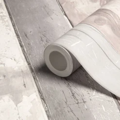 GoodHome Otau Grey Wood Effect Smooth Wallpaper