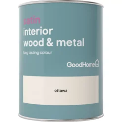 GoodHome Ottawa Satin Metal & Wood Paint, 750ml