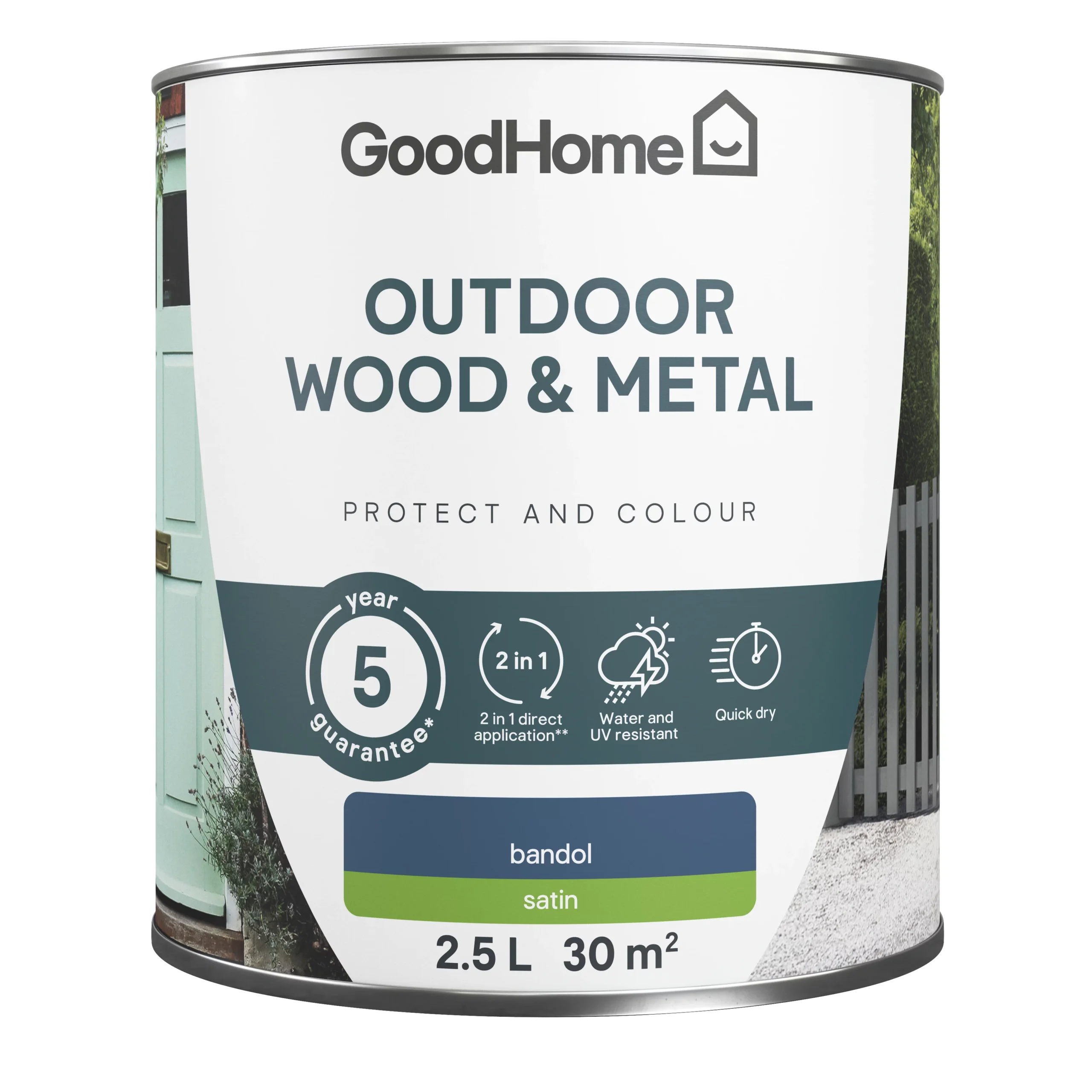 GoodHome Outdoor Bandol Satinwood Multi-surface Paint, 2.5L 4 GoodHome Outdoor Bandol Satinwood Multi-surface Paint, 2.5L - Image 2
