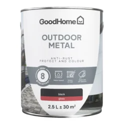 Goodhome -Goodhome goodhome outdoor black gloss exterior metal paint 2 5l tin5059340296074 02c