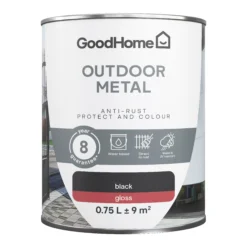 Goodhome -Goodhome goodhome outdoor black gloss exterior metal paint 750ml tin5059340296029 02c
