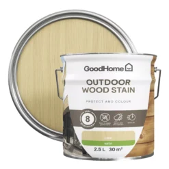 GoodHome Outdoor Clear Satin Quick Dry Wood Stain, 2.5L