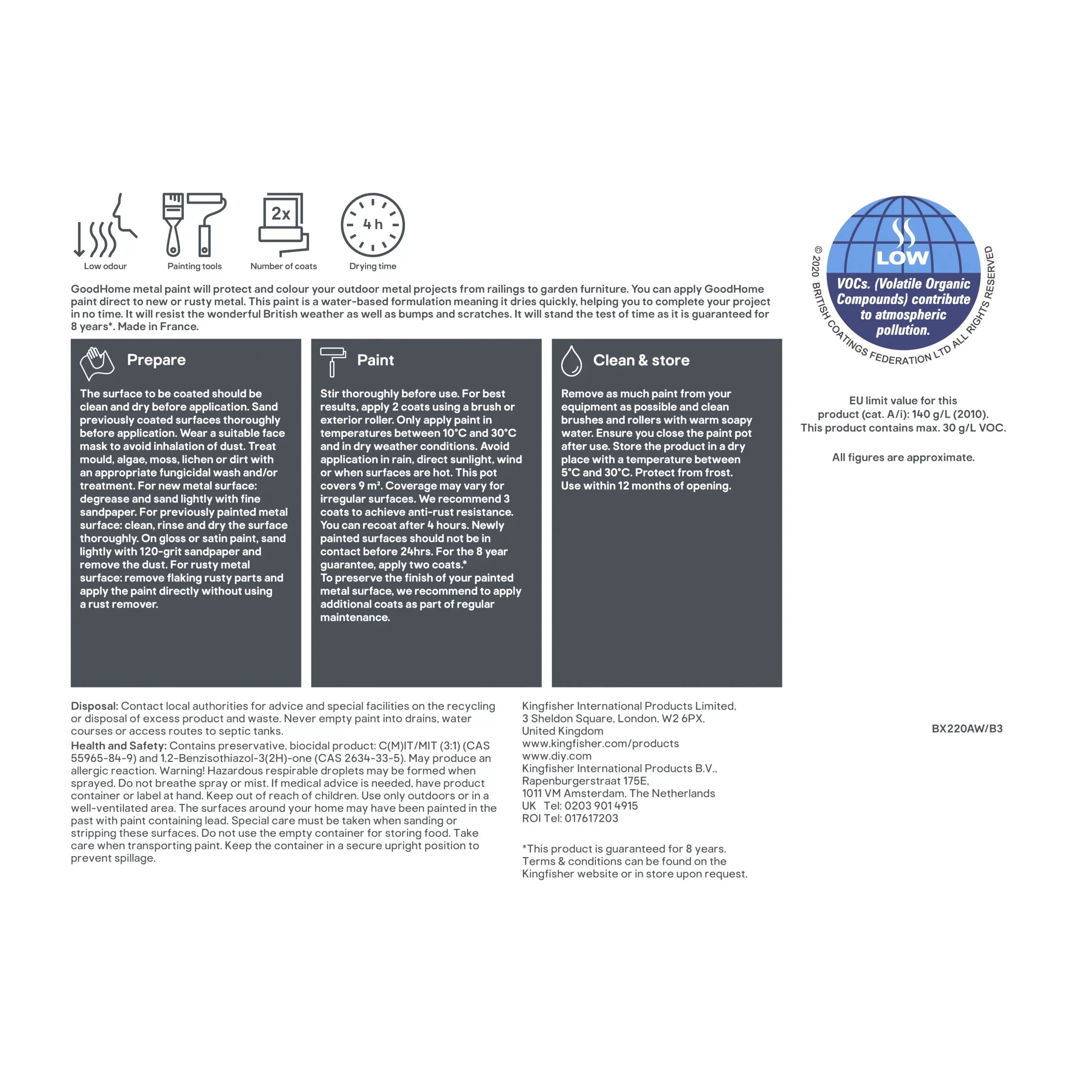 GoodHome Outdoor White Gloss Exterior Metal Paint, 750ml Tin 7 GoodHome Outdoor White Gloss Exterior Metal Paint, 750ml Tin - Image 5