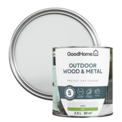 GoodHome Outdoor White Satinwood Multi-surface Paint, 2.5L