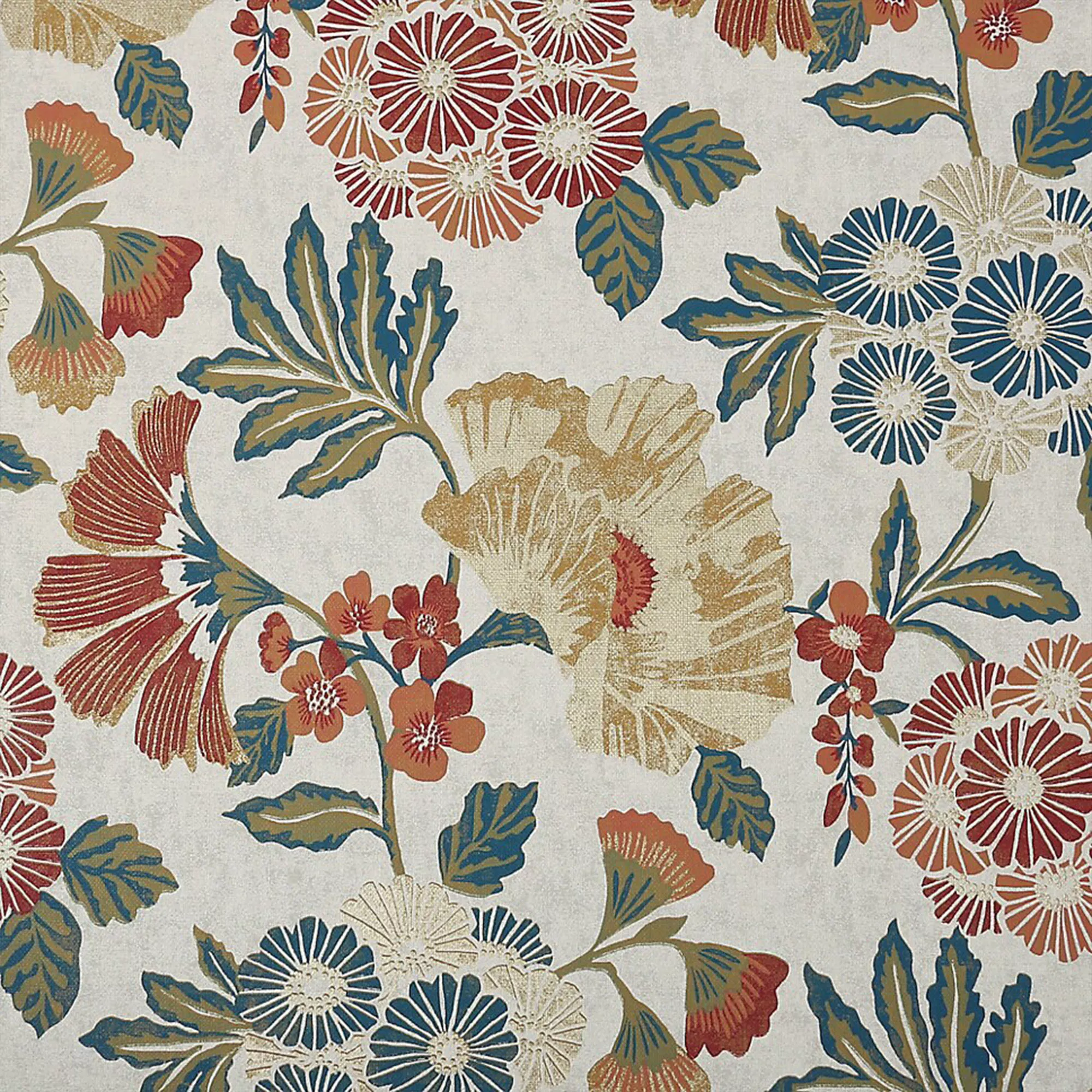 GoodHome Padworth Blue, Cream & Red Floral Textured Wallpaper 4 GoodHome Padworth Blue, Cream & Red Floral Textured Wallpaper - Image 2