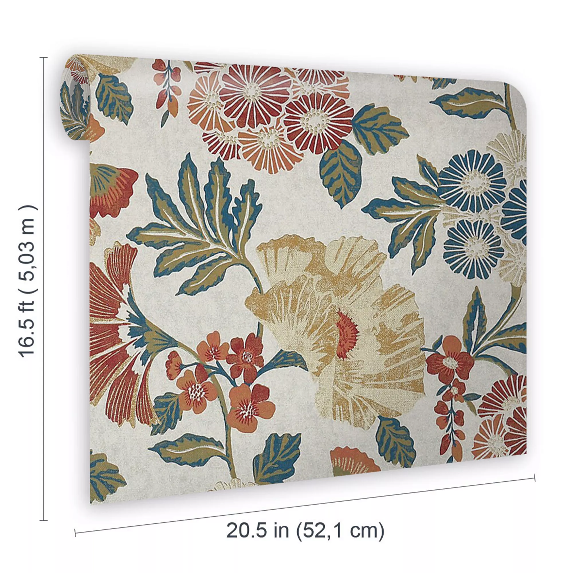 GoodHome Padworth Blue, Cream & Red Floral Textured Wallpaper 8 GoodHome Padworth Blue, Cream & Red Floral Textured Wallpaper - Image 6