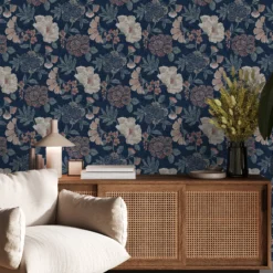 GoodHome Padworth Navy Woven Effect Textured Wallpaper -Goodhome goodhome padworth navy woven effect textured wallpaper5059340831794 01i