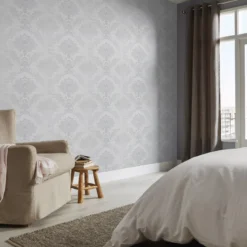 GoodHome Phacelia Grey Damask Textured Wallpaper 15 GoodHome Phacelia Grey Damask Textured Wallpaper -Goodhome goodhome phacelia grey damask textured wallpaper3663602560180 30i