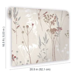 GoodHome Pio Cream & Red Floral Textured Wallpaper -Goodhome goodhome pio cream red floral textured wallpaper5397007220063 02t