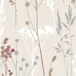 GoodHome Pio Cream & Red Floral Textured Wallpaper -Goodhome goodhome pio cream red floral textured wallpaper5397007220063 37c