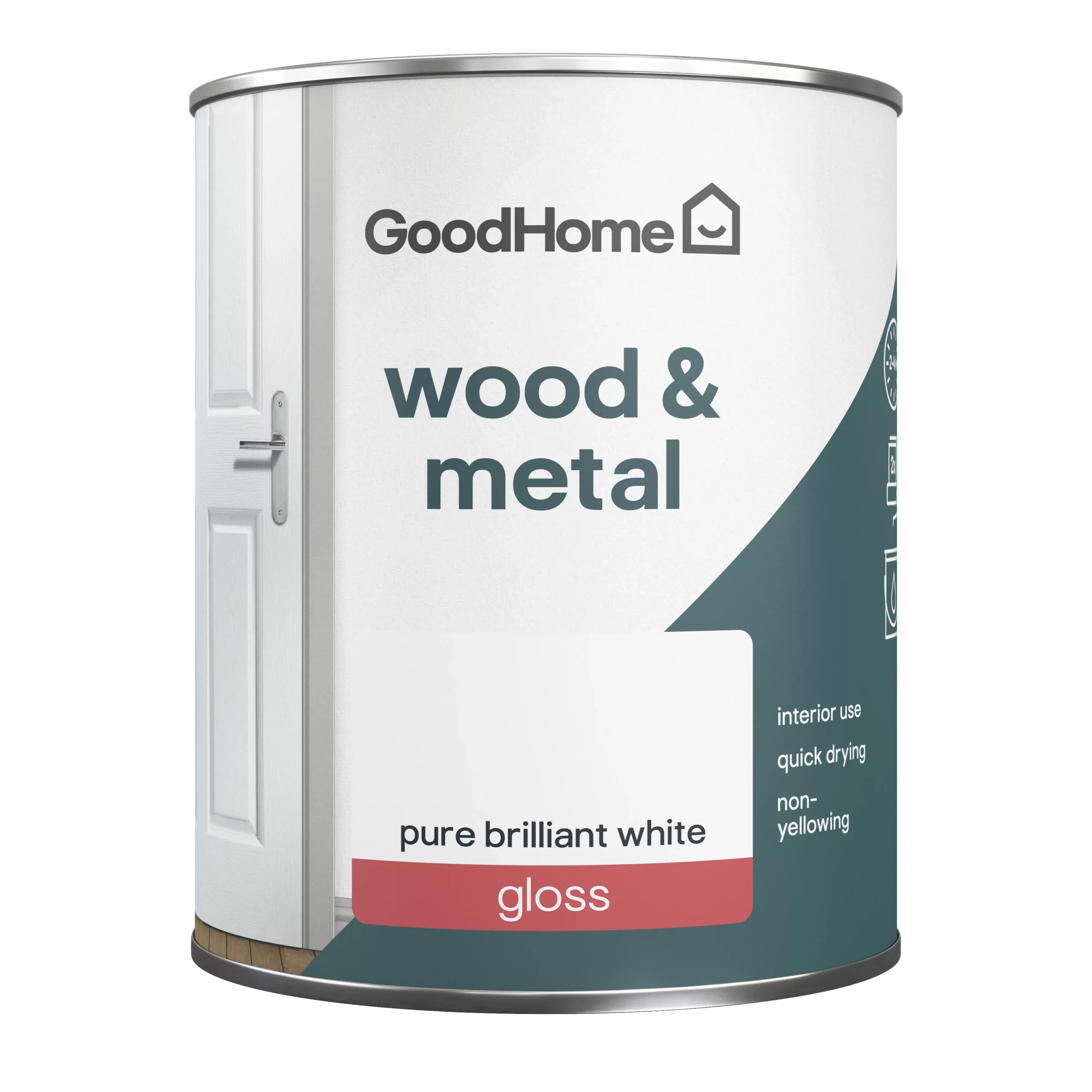 GoodHome Pure Brilliant White Gloss Metal & Wood Paint, 750ml 3 GoodHome Pure Brilliant White Gloss Metal & Wood Paint, 750ml