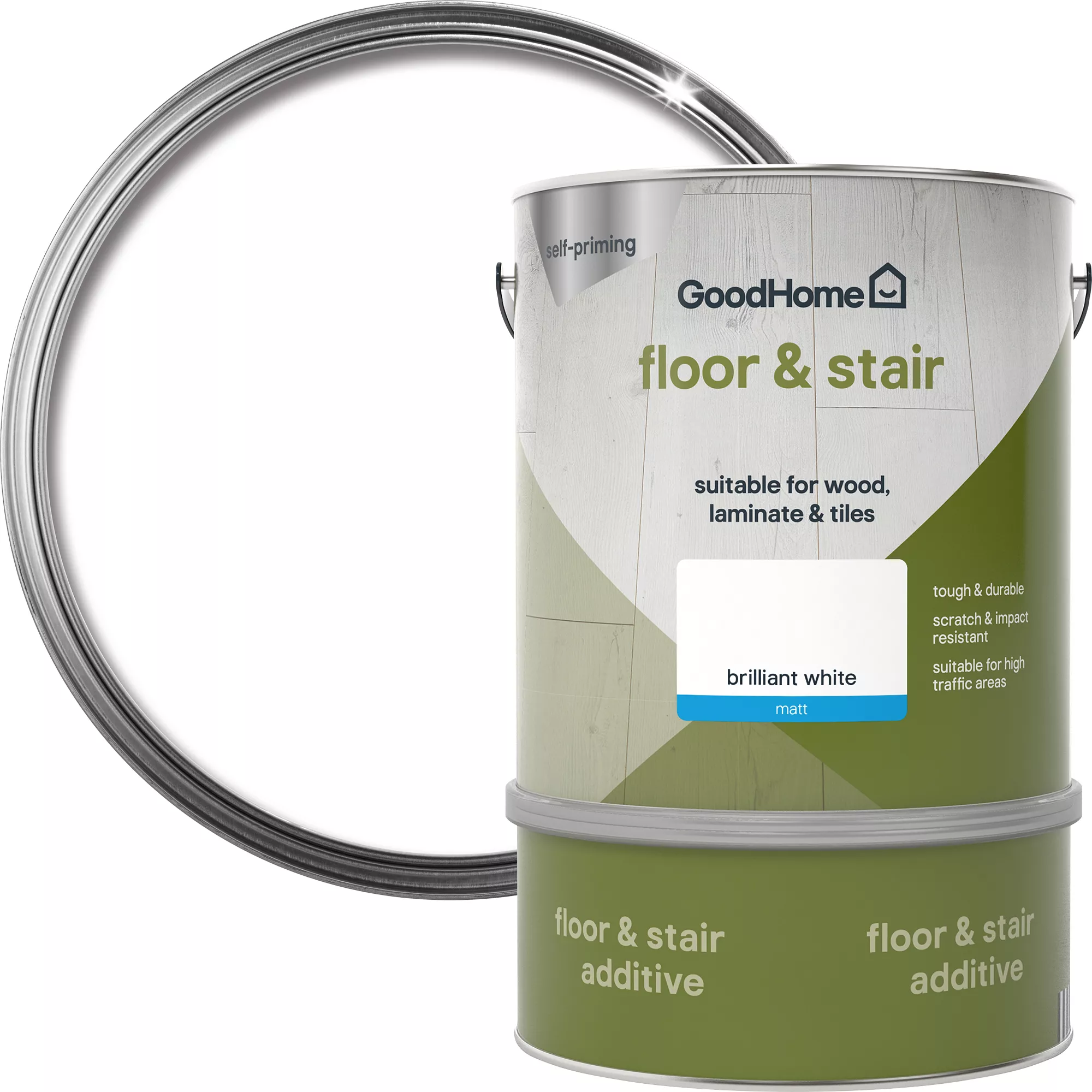 GoodHome Renovation Brilliant White Matt Floor & Stair Paint, 2L 3 GoodHome Renovation Brilliant White Matt Floor & Stair Paint, 2L