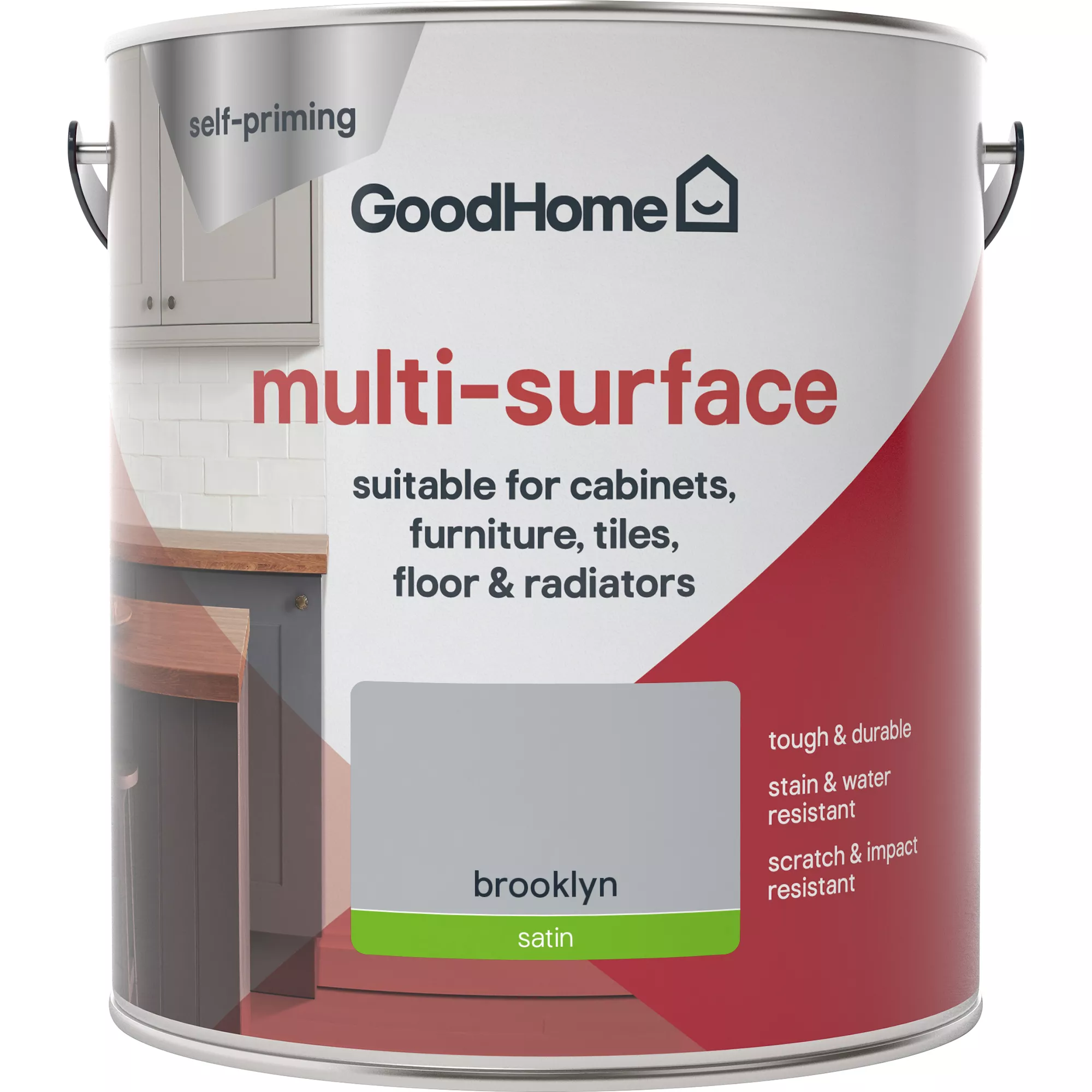 GoodHome Renovation Brooklyn Satinwood Multi-surface Paint, 2L 4 GoodHome Renovation Brooklyn Satinwood Multi-surface Paint, 2L - Image 2