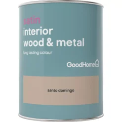GoodHome Santo Domingo Satin Metal & Wood Paint, 750ml -Goodhome goodhome santo domingo satin metal wood paint 750ml5036581059361 02c BQ