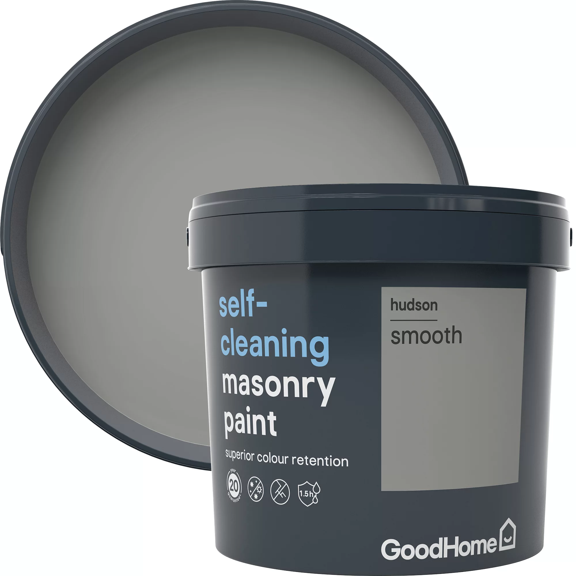 GoodHome Self-cleaning Hudson Smooth Matt Masonry Paint, 5L 3 GoodHome Self-cleaning Hudson Smooth Matt Masonry Paint, 5L