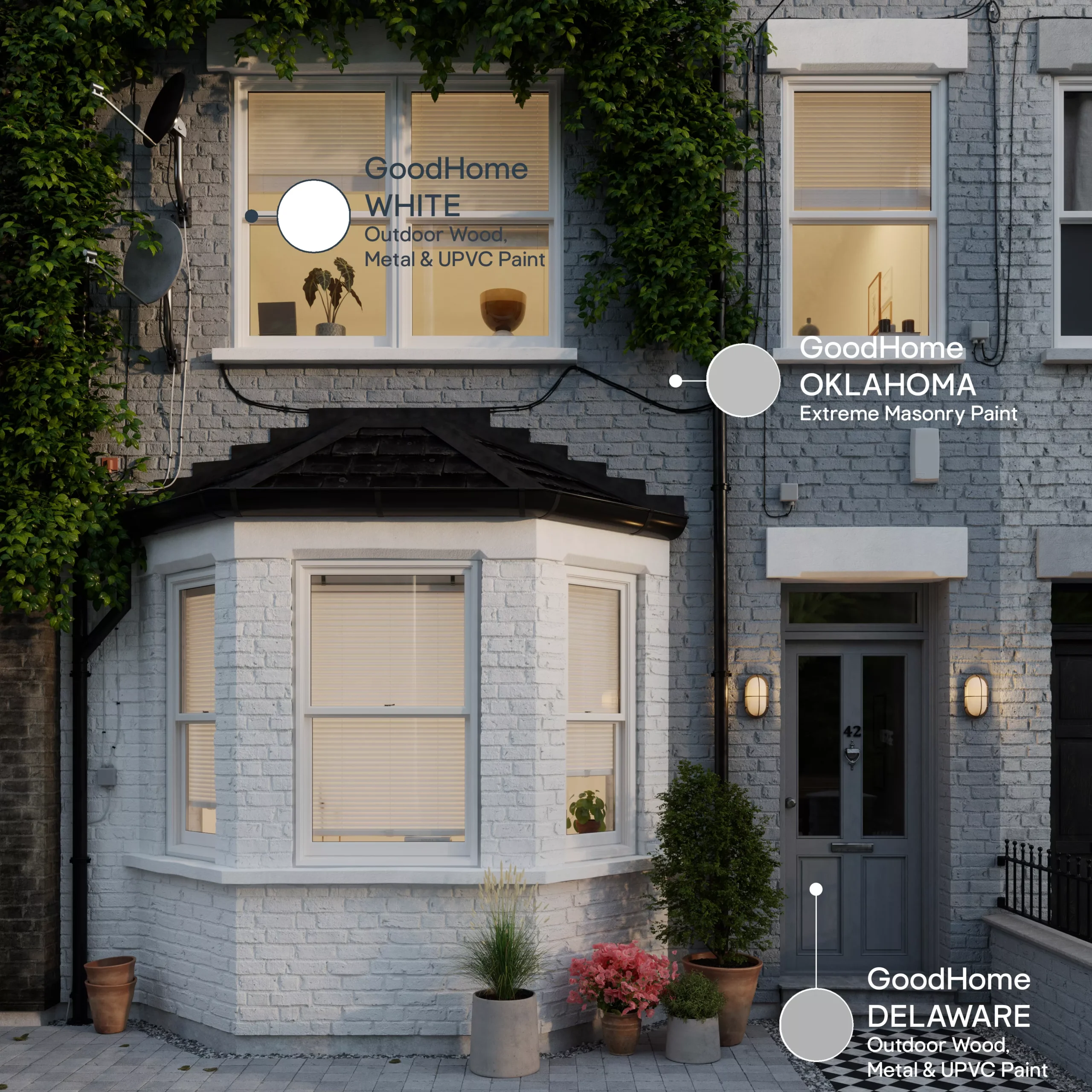 GoodHome Self-cleaning Oklahoma Smooth Matt Masonry Paint, 10L 6 GoodHome Self-cleaning Oklahoma Smooth Matt Masonry Paint, 10L - Image 4