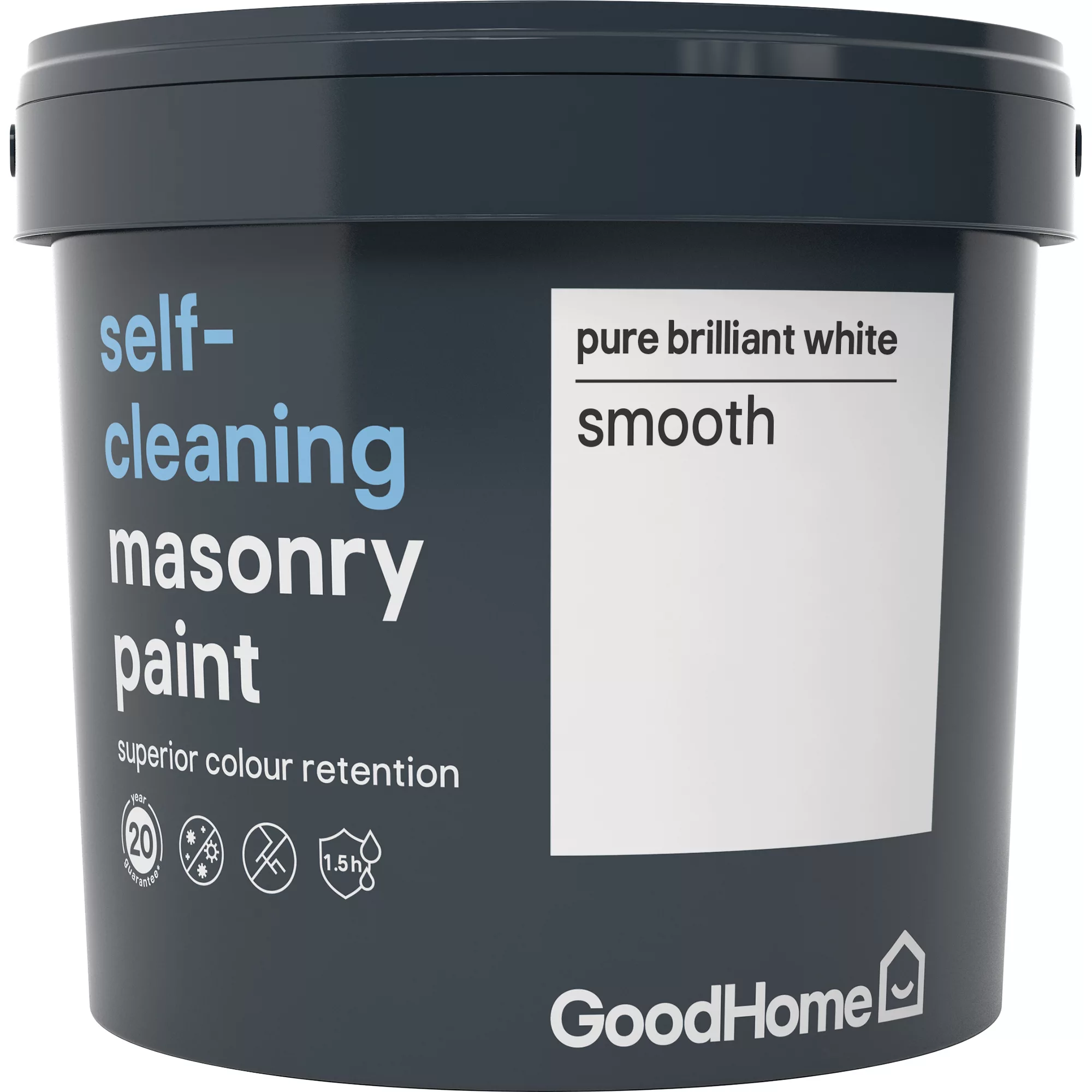 GoodHome Self-cleaning Pure Brilliant White Smooth Matt Masonry Paint, 5L 5 GoodHome Self-cleaning Pure Brilliant White Smooth Matt Masonry Paint, 5L - Image 3