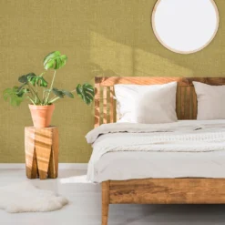 GoodHome Shung Ochre Woven Effect Textured Wallpaper -Goodhome goodhome shung ochre woven effect textured wallpaper5059340410852 21i