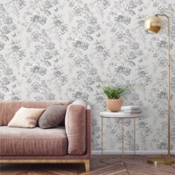 GoodHome Stanmer Beige Floral Mica Effect Textured Wallpaper -Goodhome goodhome stanmer beige floral mica effect textured wallpaper5059340410203 02i