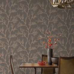 GoodHome Sudeley Brown Icy Tree Metallic Effect Textured Wallpaper -Goodhome goodhome sudeley brown icy tree metallic effect textured wallpaper5059340410524 20i