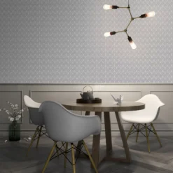 GoodHome Tiverton Grey Geometric Silver Effect Textured Wallpaper -Goodhome goodhome tiverton grey geometric silver effect textured wallpaper5059340410401 01i