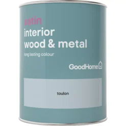 GoodHome Toulon Satin Metal & Wood Paint, 750ml -Goodhome goodhome toulon satin metal wood paint 750ml5036581059521 02c BQ