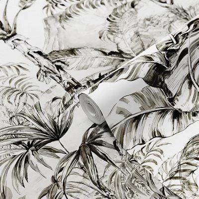 GoodHome Turman Black & White Tropical Matt Mural 4 GoodHome Turman Black & White Tropical Matt Mural - Image 2