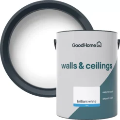 GoodHome Walls & Ceilings Brilliant White Vinyl Matt Emulsion Paint, 5L